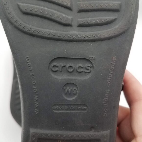 Crocs Patricia Mini Wedge Black Women's Size 9 Strappy Slip On Sandals 10386 - Picture 6 of 7